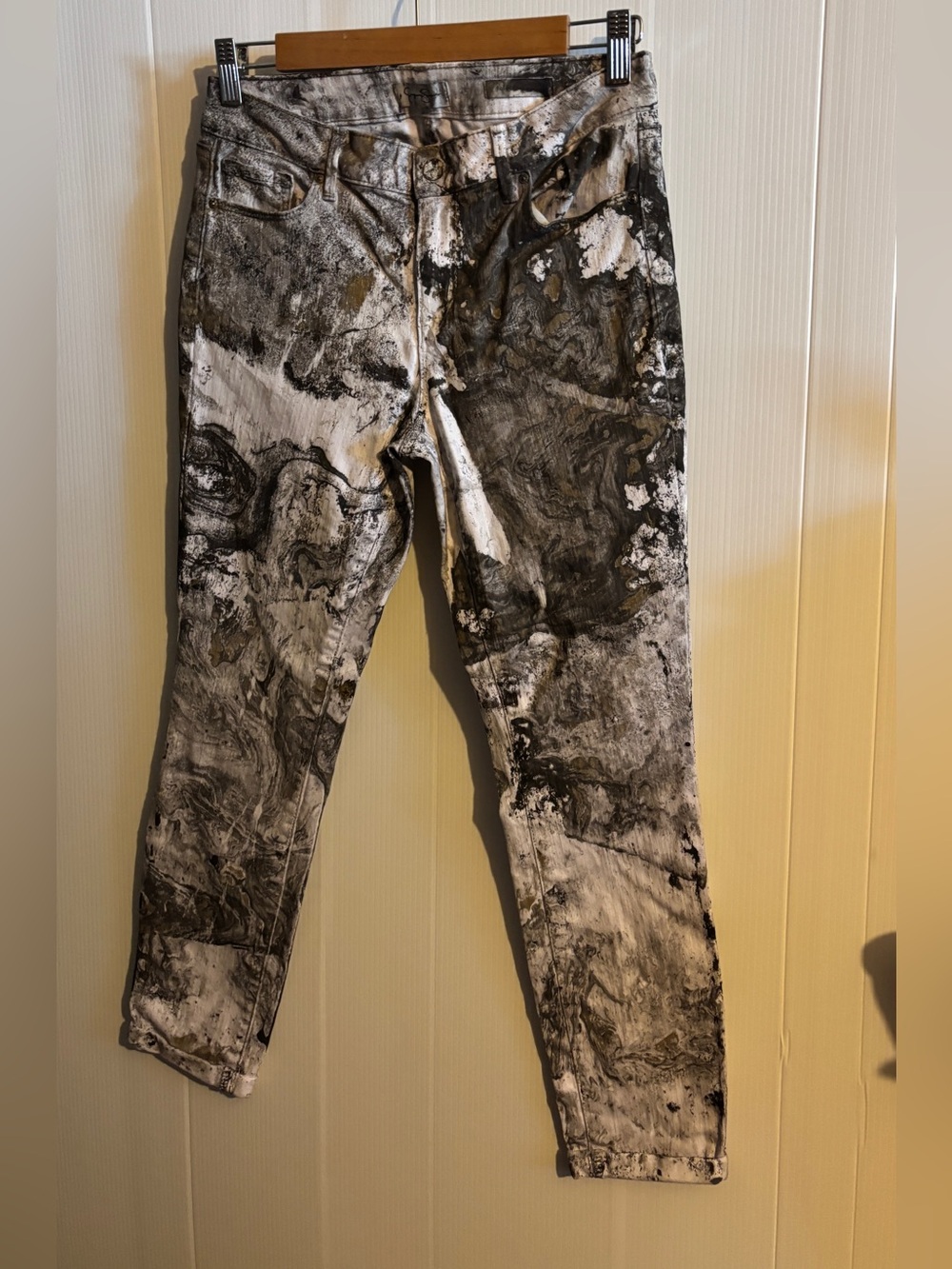 Hydro dipping Jessica Simpson Silver Metallic Marble Jeans size 6/28